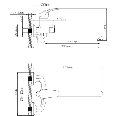 Смеситель для ванны Эверест B22-029М