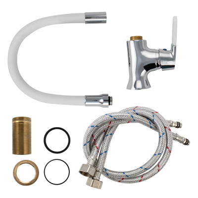 Смеситель для кухни Mak 4104 белый с гибким изливом