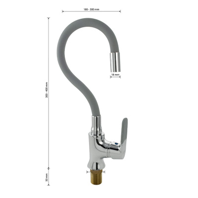 Смеситель для кухни Mak 4103 серый с гибким изливом