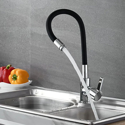 Смеситель для кухни Ledeme Rainbow L4898-2 с гибким изливом черный