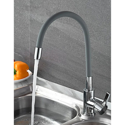 Смеситель для кухни Ledeme Rainbow L4898-9 с гибким изливом серый