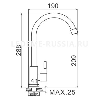Кран для кухни LEDEME L74195 с высоким изливом из нержавеющей стали