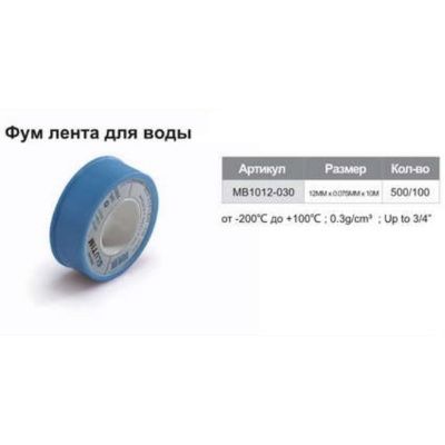 Фум лента TIM 10м*12мм*0.075мм MB1012-030