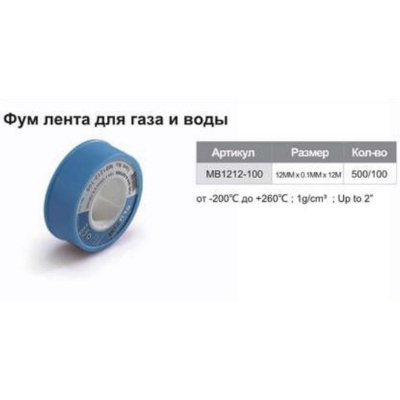 Фум лента TIM12м*12мм*0.1мм MB1212-100