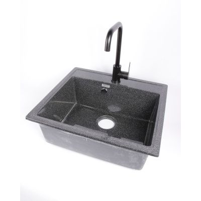 Мойка для кухни врезная BERGG Granit Джекки Z9Q4 черная из литьевого мрамора, 57*50.5 см без сифона