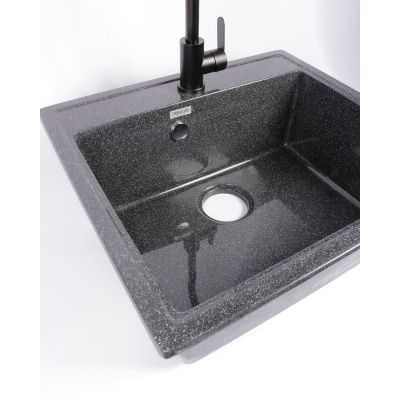 Мойка для кухни врезная BERGG Granit Джекки Z9Q4 черная из литьевого мрамора, 57*50.5 см без сифона