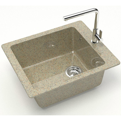 Мойка для кухни врезная BERGG Granit Линди Z8Q5 песочная из литьевого мрамора, 50*42.5 см без сифона