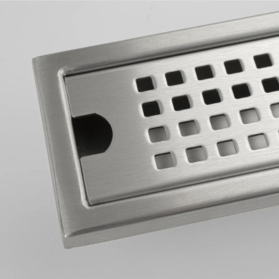 Желоб Санакс из нержавеющей стали 600х75 мм ,сухой затвор, линейный, вертикальный 00043