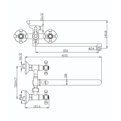 Смеситель для ванны Olive's Girona 01221GR