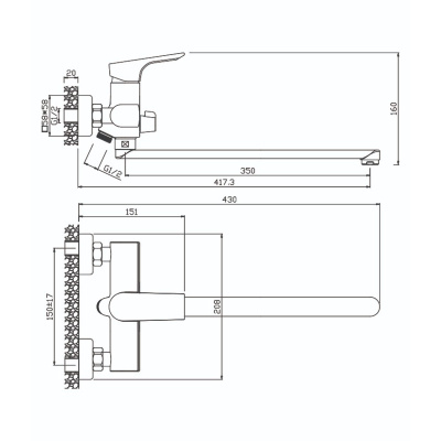 Смеситель для ванны Olive's Porto 11221PR