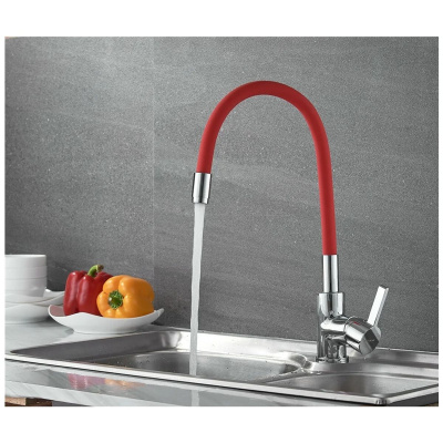 Смеситель для кухни Ledeme Rainbow L4898-1 с гибким изливом красный