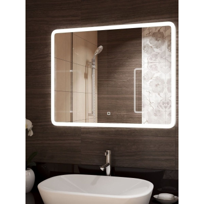 Зеркало для ванной Demure ЗЛП567 800x600 LED подсветка сенсорный выключатель и часами