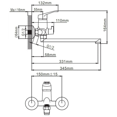 Смеситель для ванны Эверест B22-028