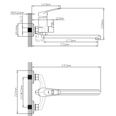 Смеситель для ванны Эверест B22-028