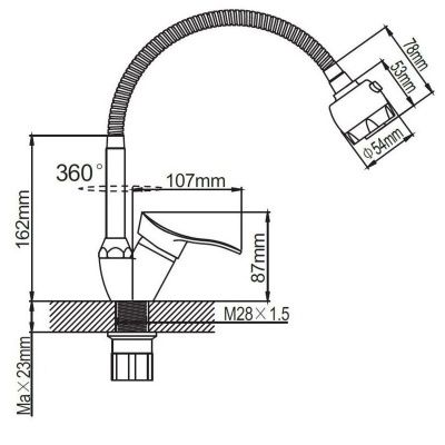 Смеситель для кухни Эверест B58-214M с гибким изливом