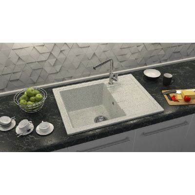 Мойка для кухни врезная BERGG Granit Джоли Z161Q10 светло-серая из литьевого мрамора, 75*50.5 см без сифона