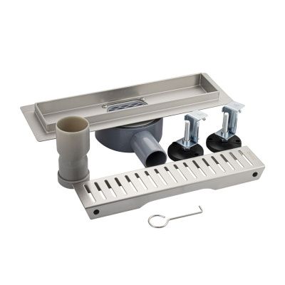 Желоб Санакс линейный, горизонтальный, УЛУЧШЕННЫЙ с зазором под ПЛИТКУ из нерж. стали 300х70 мм 00036