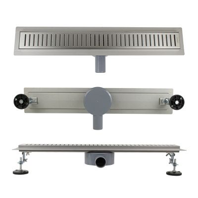 Желоб Санакс линейный, горизонтальный, УЛУЧШЕННЫЙ с зазором под ПЛИТКУ из нерж. стали 600х70 мм 00039