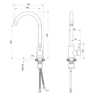 Смеситель для кухни Olive's Balear 13435-1BL