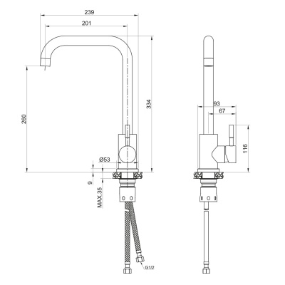 Смеситель для кухни Olive's Balear 13435-2BL