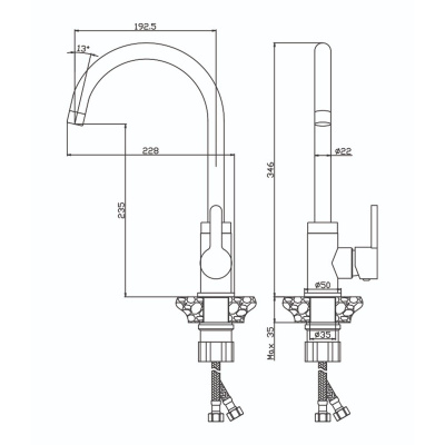Смеситель для кухни Olive's Torres 17430TRB черный