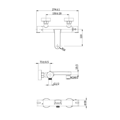 Смеситель для ванны Olive's Termo 34200TM с термостатом