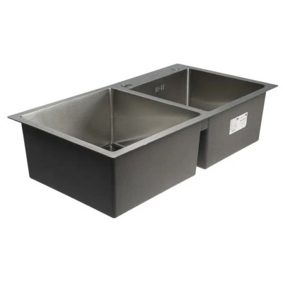 Мойка для кухни врезная GERHANS K37843-S хром из нержавеющей стали, 78*43 см 2 чаши с сифоном