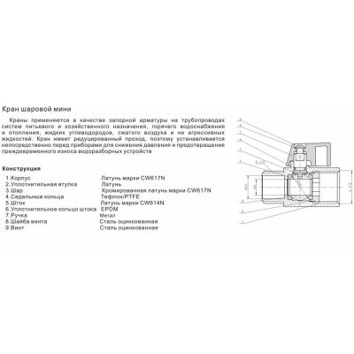 Кран шаровой мини 1/2
