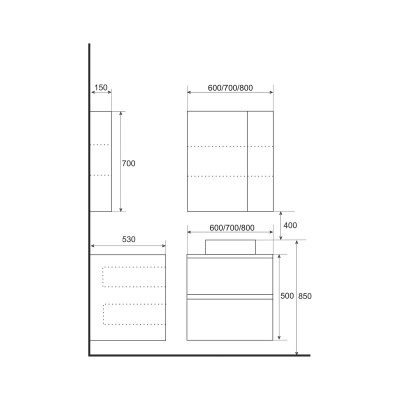 Зеркало для ванной HOME LINE Aurora 1 700*150*700 без подсветки