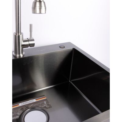 Мойка для кухни врезная GERHANS RK36050B графит из нержавеющей стали, 60*50 см с сифоном