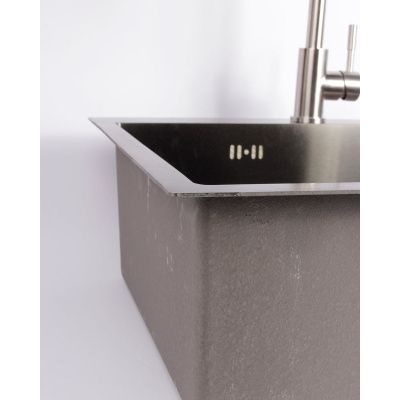 Мойка для кухни врезная GERHANS RK36050B графит из нержавеющей стали, 60*50 см с сифоном