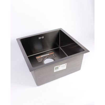 Мойка для кухни врезная GERHANS RK34444B графит из нержавеющей стали, 44*44 см с сифоном