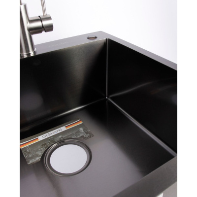 Мойка для кухни врезная GERHANS RK35050B графи из нержавеющей стали, 50х50 см с сифоном