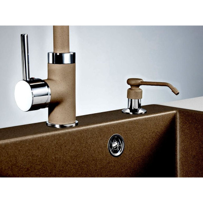 Дозатор для кухонной мойки врезной Diadonna D6619005BR кофейный из пластика/металла, 150 мл механический