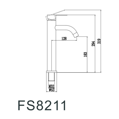 Смеситель для раковины Fmark FS8211H с высоким изливом черный