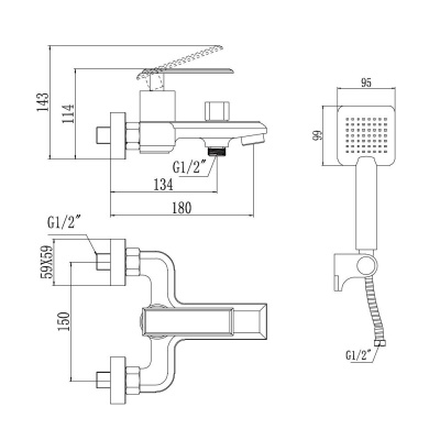 Смеситель для ванны Savol S-600103T