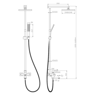 Душевая система для ванной OLIVE'S Granada 05511GN со смесителем с тропическим душем
