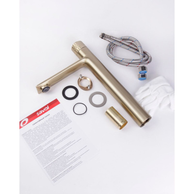 Смеситель для раковины Savol S-601810GLB с кнопочным включением