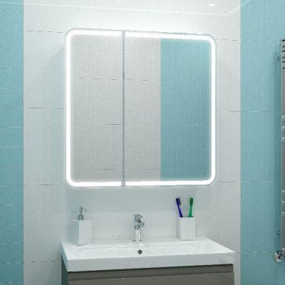 Зеркало-шкаф Elliott LED 800х800 с датчиком движения, розеткой МВК014