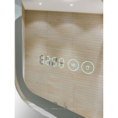 Зеркало Demure LED 900x700 с сенсором и часами ЗЛП1626