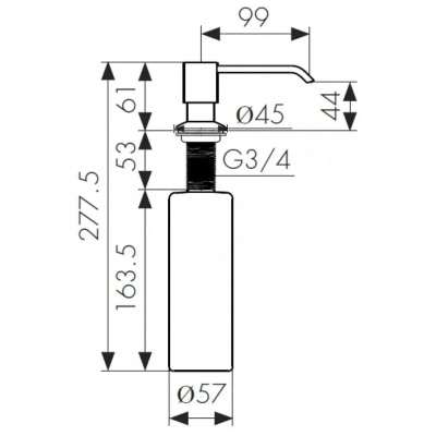 Дозатор для кухонной мойки врезной LEDEME L405U графит из пластика/металла, 240 мл механический