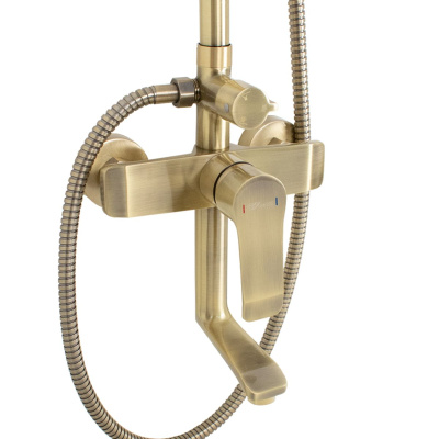 Душевая система GFmark со смесителем и тропическим душем под состаренную бронзу 5075