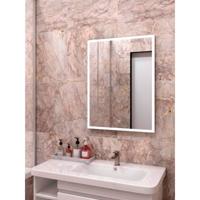 Зеркало Frame LED  White 700х1000 с сенсором алюминиевый профиль ЗЛП437