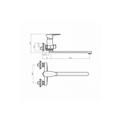 Смеситель для ванны PLStart PL2205-7 черный