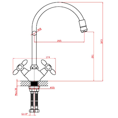 Смеситель для кухни Loffrey LF84310G с гибким изливом