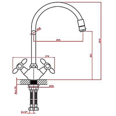 Смеситель для кухни Loffrey LF84310B с гибким изливом