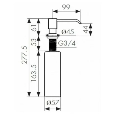 Дозатор для кухонной мойки врезной LEDEME L405-2 хром 240 мл механический