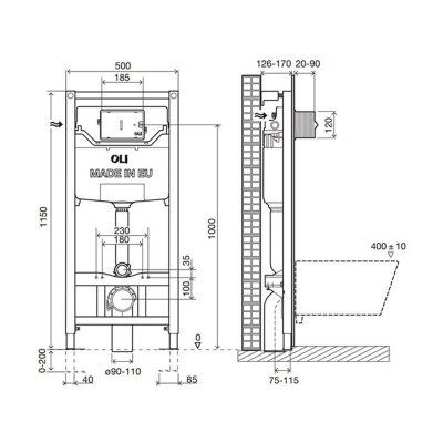 Комплект инсталляция OLI 120 ECO mechanic + кнопка Slim белая 879236mSL01
