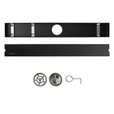 Желоб Санакс 500х68 мм 30036 Черный из нержавеющей стали вертикальный, крышка литая, с сухим затвором