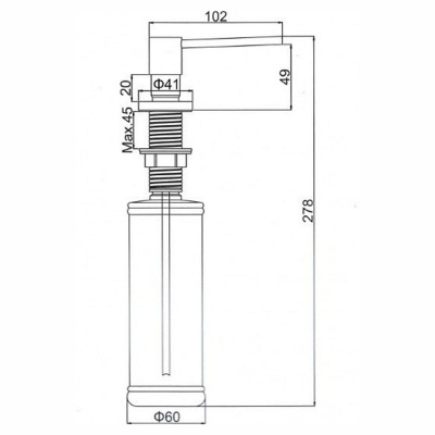 Дозатор для кухонной мойки врезной GERHANS K50403 хром из пластика/латуни, 400 мл механический